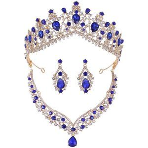 NEW Sparkling Bling Swarovski Crystal Rhinestone Sapphire Tiara Necklace…